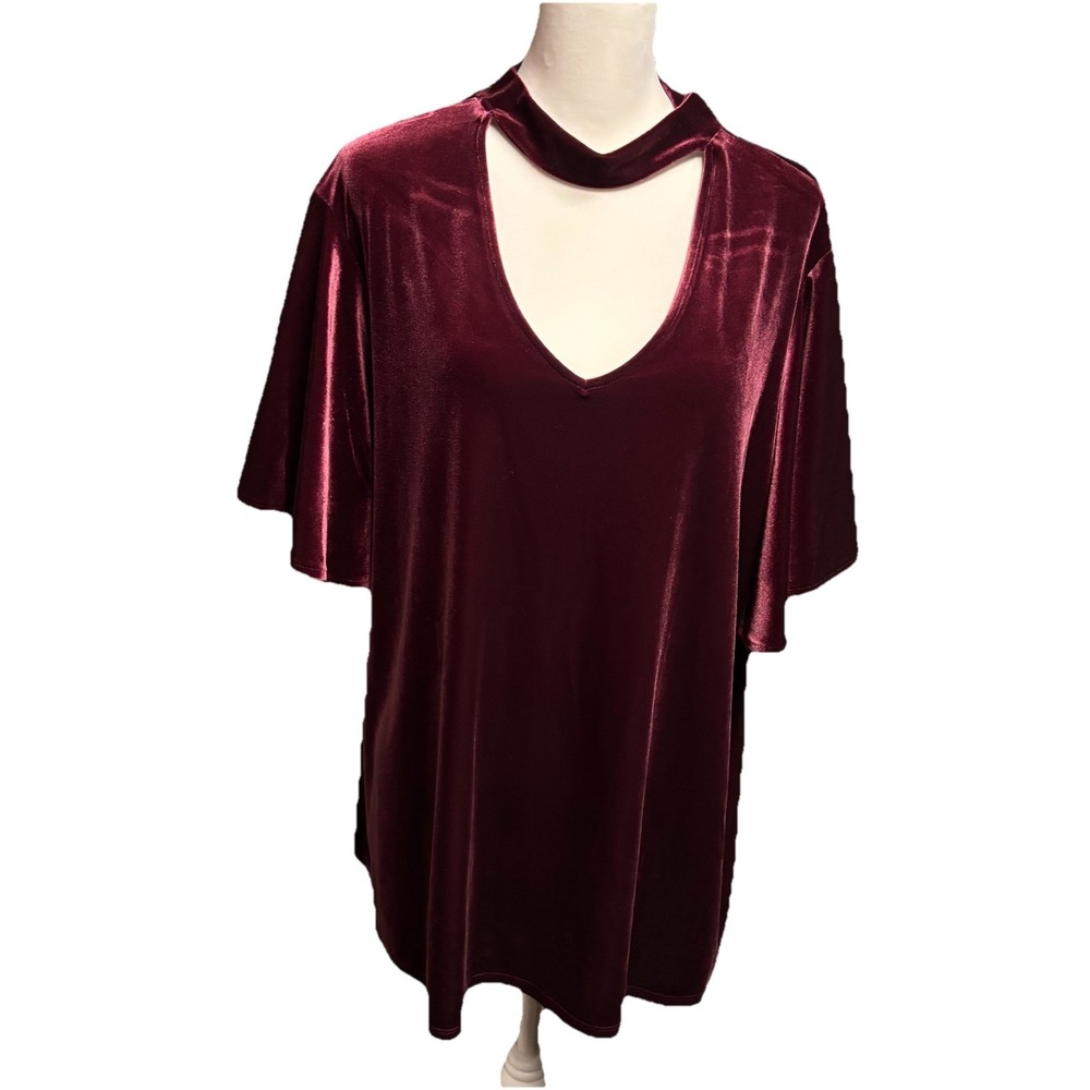 Worthington Red‎ Velvet Top Womens Flutter Sleeve 3xl Whimsigoth Fairy Romantic